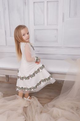 Вышитое детское белое платье (D-108-01-D), 26, тиар