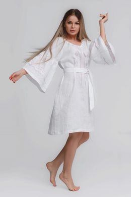 Жіноча вишита сукня реглан з оберегами White UKR-4179, 48, льон