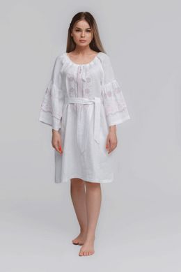Жіноча вишита сукня реглан з оберегами White UKR-4179, 48, льон