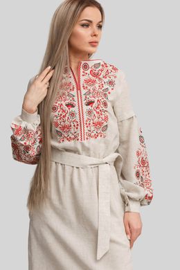 Жіноча вишита сукня Beige UKR-4171, 56, льон