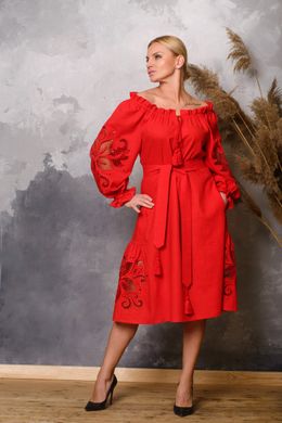 Платье “Ришелье” красное К1 (AM-2783)