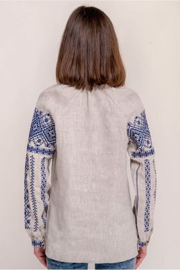Женская красивая серая рубашка с вышивкой (FM-0733), S, лён
