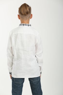 Вышиванка для мальчика белого цвета Атаман с черной вышивкой (SRd-452-184-L), 152, лен