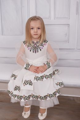 Вышитое детское белое платье (D-108-01-D), 26, тиар
