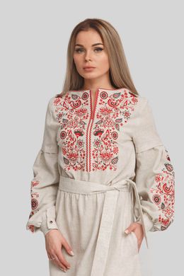 Жіноча вишита сукня Beige UKR-4171, 56, льон