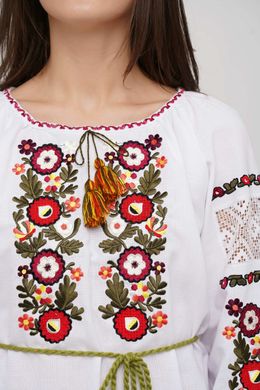 Вишиванка, жіноча вишивана блузка на домотканому полотні (GNM-02500), 40, домоткане полотно