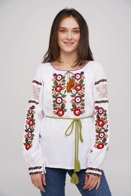 Вышиванка, женская вышитая блузка на домотканом полотне (GNM-02500), 40, домотканое полотно
