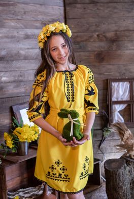 Вышитое платье Ласточки для девочки (OS-0166), 3 года, габардин