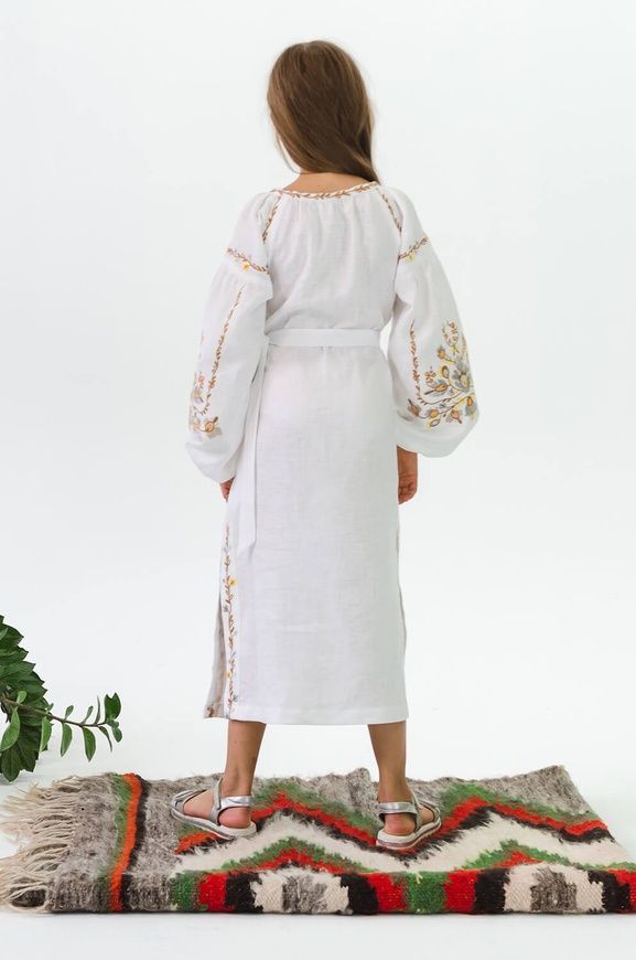 Вишита сукня для дівчинки White 5 UKR-0222, 152, льон