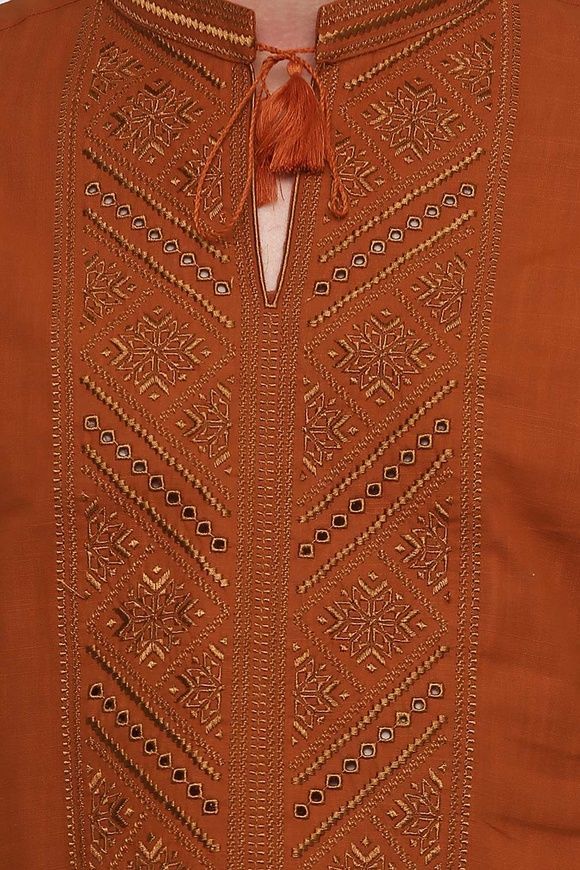 Сорочка коричнева чоловіча вишита (M-425-13), 46