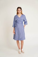 Жіноча сукня на запах без вишивки Джинс UKR-4215, L, льон