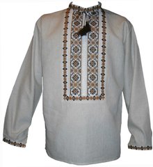 Вишита сорочка чоловіча Трипільська - ручна вишивка (00282), 42, бавовна