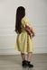 Вышитое платье лимонное для девочек Птица (PLd-134-092-L), 116, лен