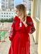 Яркое стильное женское платье красного цвета (GNM-02274), 42, домотканое полотно красного цвета