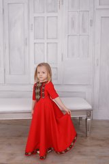 Вишита дитяча червона сукня (D-112-01-D), 26, тіар