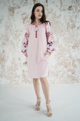 Розовое платье Левада с вышивкой для женщин (PL-035-178-L), 42