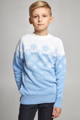 Голубые парные вязаные детские свитера Снежинки (UKRS-6626-6626), шерсть, акрил