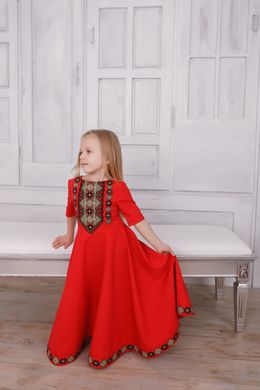 Вишита дитяча червона сукня (D-112-01-D), 26, тіар