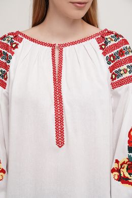 Чарівна жіноча вишиванка білого кольору (DB-0022), S, льон