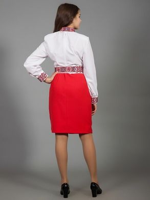 Двочастинна вишита сукня у червоно-білому кольорі для жінок (gpv-28-01), 40, льон, тіар
