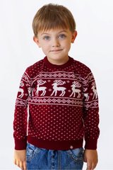 Рождественский красный свитер с оленями для мальчиков (FM-0102), 116, шерсть/акрил