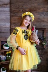 Вишите жовте плаття Ніжність для дівчинки (OS-0100), 3 роки, габардин