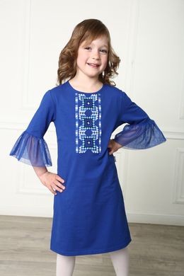 Вышитое трикотажное платье электрик для девочек Радуга (PLd-150-123-Tr), 110, трикотаж