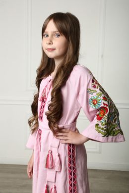 Вишите плаття рожеве для дівчинки Казкове (PLd-132-099-L), 116, льон