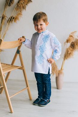 Белая детская рубашка с длинным рукавом (S-128-01-d), 26, лен