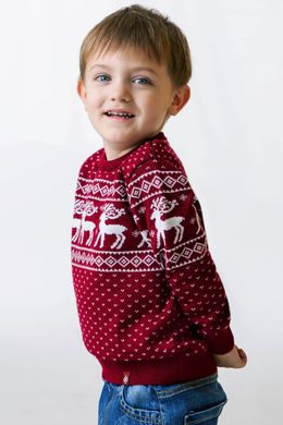 Різдвяний червоний светр з оленями для хлопчиків (FM-0102), 116, шерсть/акрил