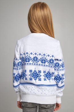 Вязаный белый с оленями свитер для девочки (UKRS-6624), 122, шерсть, акрил