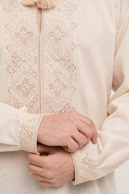 Вышитая сорочка мужская - машинная вышивка, лен (00227), 42, льон