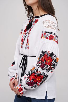 Вишиванка, жіноча вишивана блузка на домотканому полотні (GNM-02894), 40, домоткане полотно
