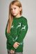 Вязаный зеленый с оленями свитер для девочки (UKRS-6628), 122, шерсть, акрил
