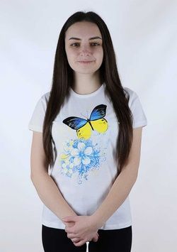 Жіноча футболка з принтом &laquo;Метелики&raquo;, біла (es-593), L