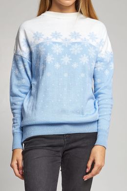 Різдвяний жіночий блакитний светр Сніжинки (UKRS-8852), XS, шерсть, акрил
