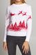 Різдвяний жіночий білий светр з Дідом Морозом та оленями (UKRS-8842), XS, шерсть, акрил