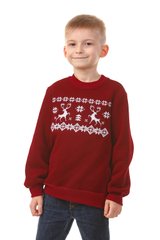 Різдвяний бордовий світшот для хлопчиків з оленями (UKRS-7702), 110, трикотаж