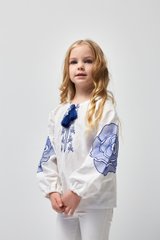 Вышиванка для девочки "Роза" с синей вышивкой (mrg-rd214-8888), 104, бязь