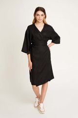 Жіноча сукня на запах без вишивки Чорна UKR-4216, S, льон