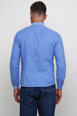 Рубашка голубая мужская вышитая гладью Снежинка (M-412-7), 46