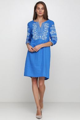 Платье вышитое женское голубое (М-1077-5), 42
