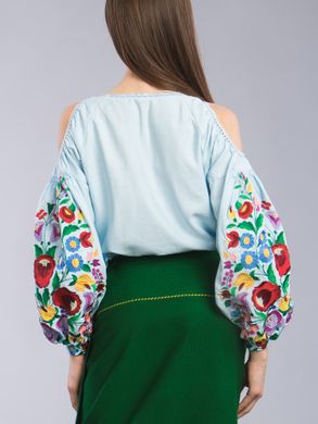 Красивая женская вышитая блузка (gbv-43-01), 40, домотканое полотно, лен