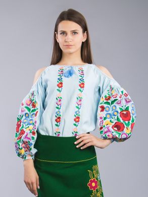 Красивая женская вышитая блузка (gbv-43-01), 40, домотканое полотно, лен