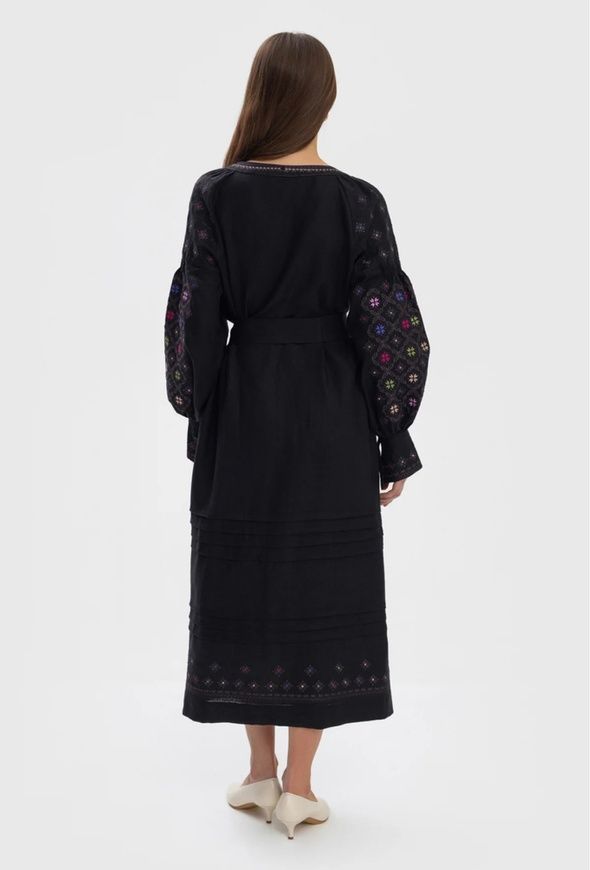 ВИШИТИЙ ЛЛЯНИЙ ПАРНИЙ КОМПЛЕКТ "СОЛОВ'ЇНИЙ" ЧОРНОГО КОЛЬОРУ (FM-4019-5096), льон