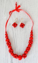 Буси та сережки червоні ручної роботи для дівчат та жінок (OS-5757)
