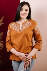 Сорочка коричнева вишита жіноча (М-232-6), 44