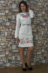 Жіночна сіра сукня з вишивкою "Лілея" із мальви (PL-022-018-M), 42