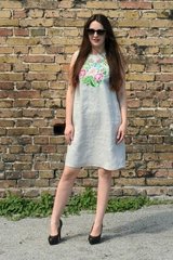 Аккуратное платье с вышивкой "Звуки лета" из льна с цветочным орнаментом для женщин (PL-004-056-L-gry), 42