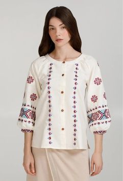 ВИШИТА ЛЛЯНА ЖІНОЧА СОРОЧКА "БАРВИ" (FM-Ж1302), 42(XS), льон